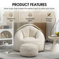 thumbnail image 4 of DreamBuck Bean Bag Chair for Adult, Microfiber Upholstered Bean Bag Sofa with Petal Back, Shell-Shaped Beanbag Chair with Footstool, Memory Foam Stuffed Lazy Sofa for Living Room, Bedroom (Beige), 4 of 7