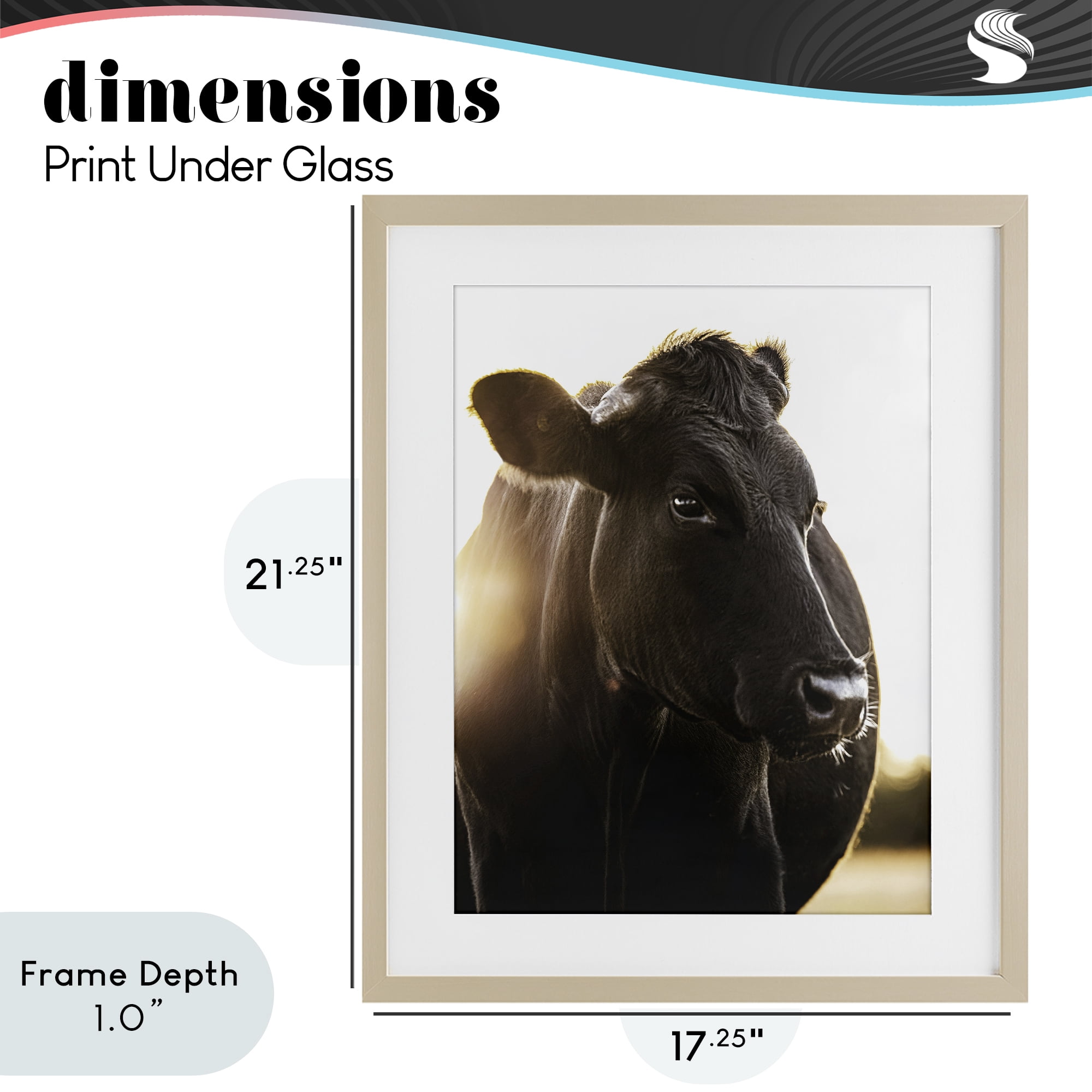 Stupell Industries Bessie The Cow Portrait Birch Framed Print Under Glass, design by Leah Straatsma