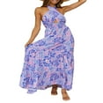 thumbnail image 4 of Femmes Été Crossover Licol Cou Sans Manches Plaid Coupé Dos Flowy une Ligne Maxi Robe Rose XL, 4 of 7