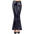 thumbnail image 4 of Miluxas Women's High Waist Pants Bright Flare Bell Bottom Trousers Disco Fashion Stretchy Plus Size Leggings Black S(S), 4 of 7