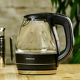 thumbnail image 3 of Ovente Electric Hot Water Portable Glass Kettle with Filter 1.5 Liter Stainless Steel Base Countertop Teapot & Auto Shutoff BPA-Free Fast Heating, Boil Dry Protection, Brew Coffee & Tea, Black KG83B, 3 of 8