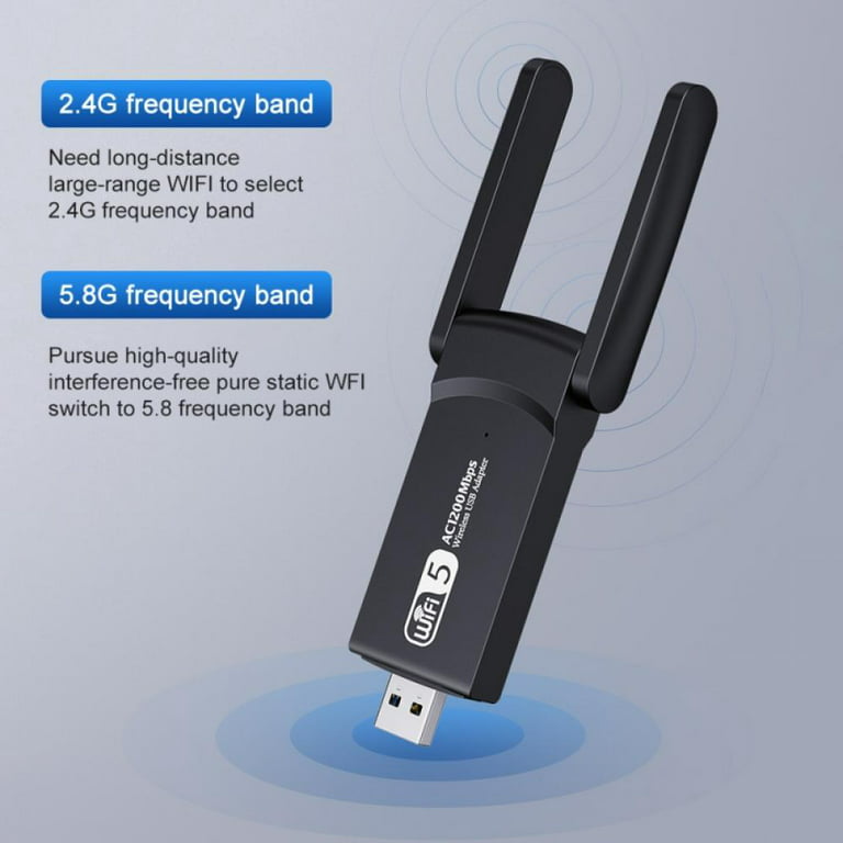 USB WiFi Adapter, 1300Mbps Dual Band 2.4/5Ghz Wireless Network External  Receiver, Mini WiFi Dongle for PC/Laptop/Desktop 