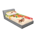 thumbnail image 2 of Ambesonne Nature Fitted Sheet & Pillow Sham Set, Colibri Exotic Tree, Twinxl, Green Red Beige, 2 of 2