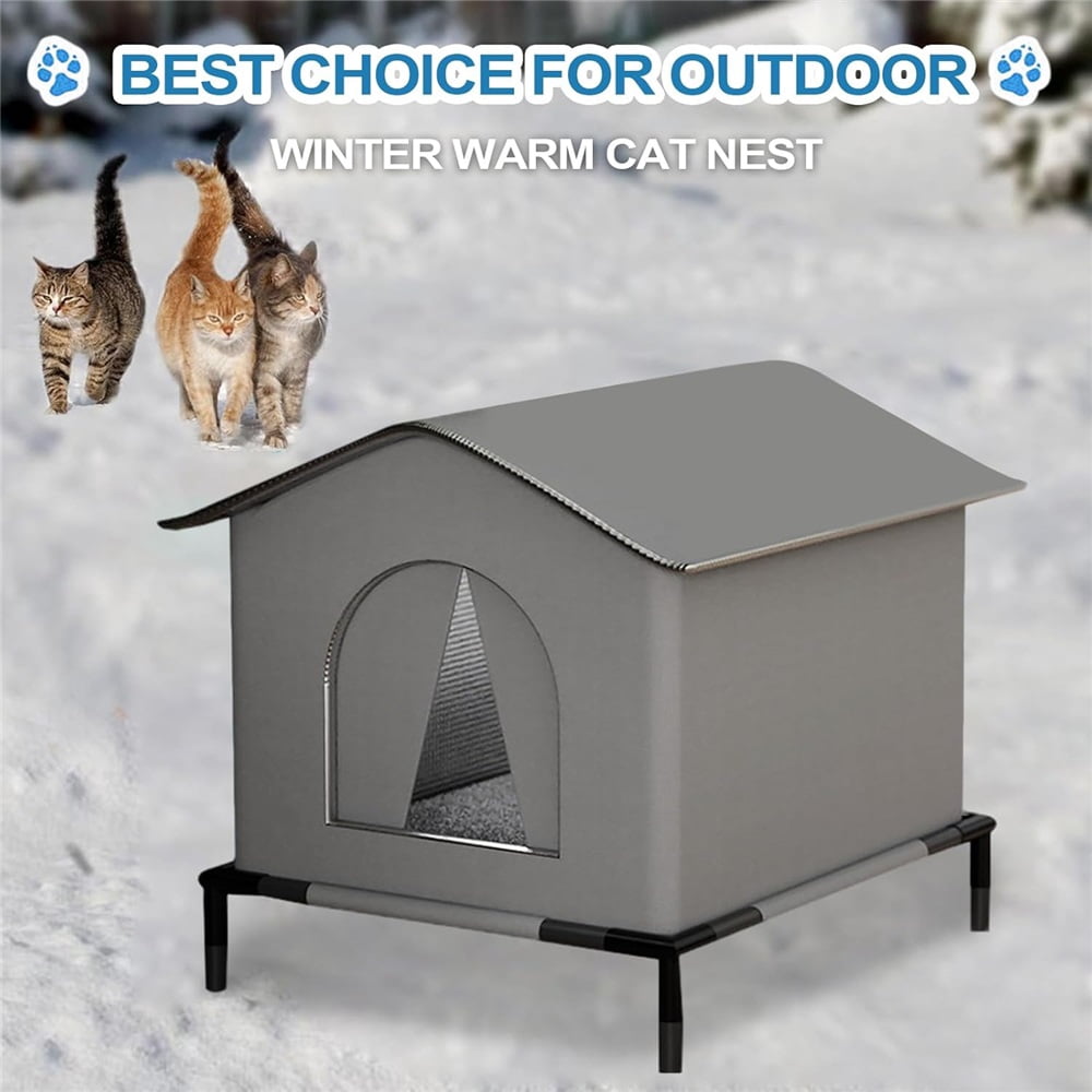 Sugagale Outdoor Cat House Waterproof, Cat Shelter for Outside Cats, Weatherproof Feral Cat House for Backyard Garage Porch, Insulated Foldable Cat House Outdoor