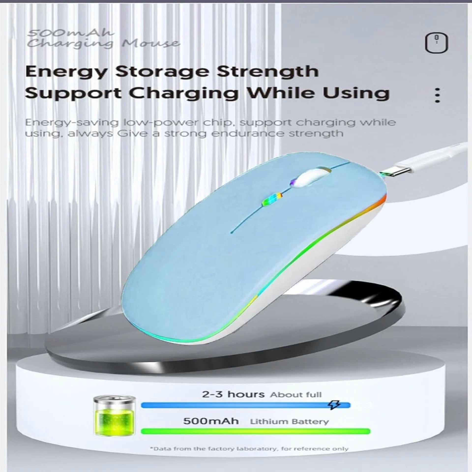 CRESTIN- Wireless Bluetooth Mouse Dual Mode Silent Led Rechargeable Slim - Blue