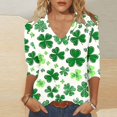 thumbnail image 2 of FAIWAD T-Shirts Grande Taille pour Femmes, Col en V, Manches 3/4, Décontracté, Ample, Mignon, 2 of 5