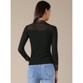 thumbnail image 4 of DARING DIVA Women's Semi Sheer Mesh Lace Trim Mock Neck Blouse XS Black, 4 of 6