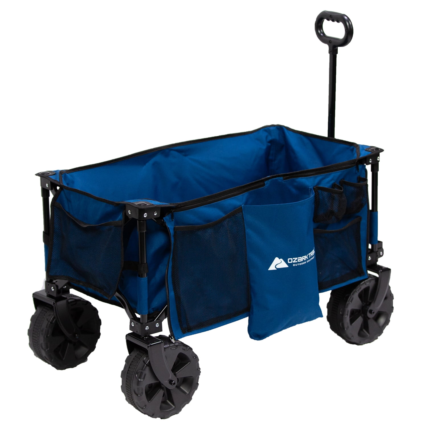 Ozark Trail Camping All-Terrain Folding Wagon with Oversized Wheels, Blue, 23in Height