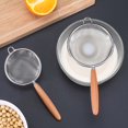 thumbnail image 2 of Stainless Steel Colander with Wooden Handle Hanging Ear Sieve Sifter Strainer, 2 of 15