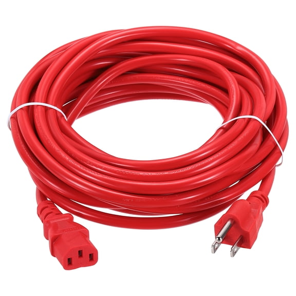 Uxcell 25ft 18 AWG Red 18/3 Universal Power Cord C13 to NEMA 5-15P 10A 125V 3-Prong Extension Power Cord