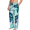 thumbnail image 6 of Logiee Blue Floral with Butterflies Print Pajama Pants for Men,Men’s Pajama Bottoms,Mens PJ Pants with Pockets & Button Fly-Small, 6 of 6