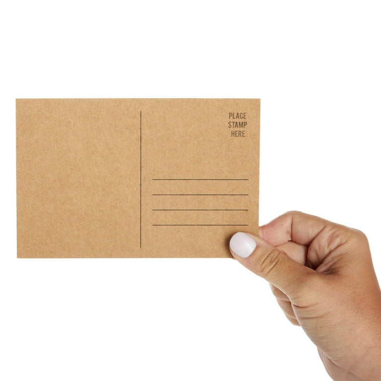 100 Pack Bulk Kraft Paper Blank Postcards for Mailing, Wedding