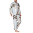 thumbnail image 2 of Gaeub White Reindeer Portrait Mens Pajamas Set Mens Sleepwear with Long Sleeve Top & Bottoms PJs-Medium, 2 of 7