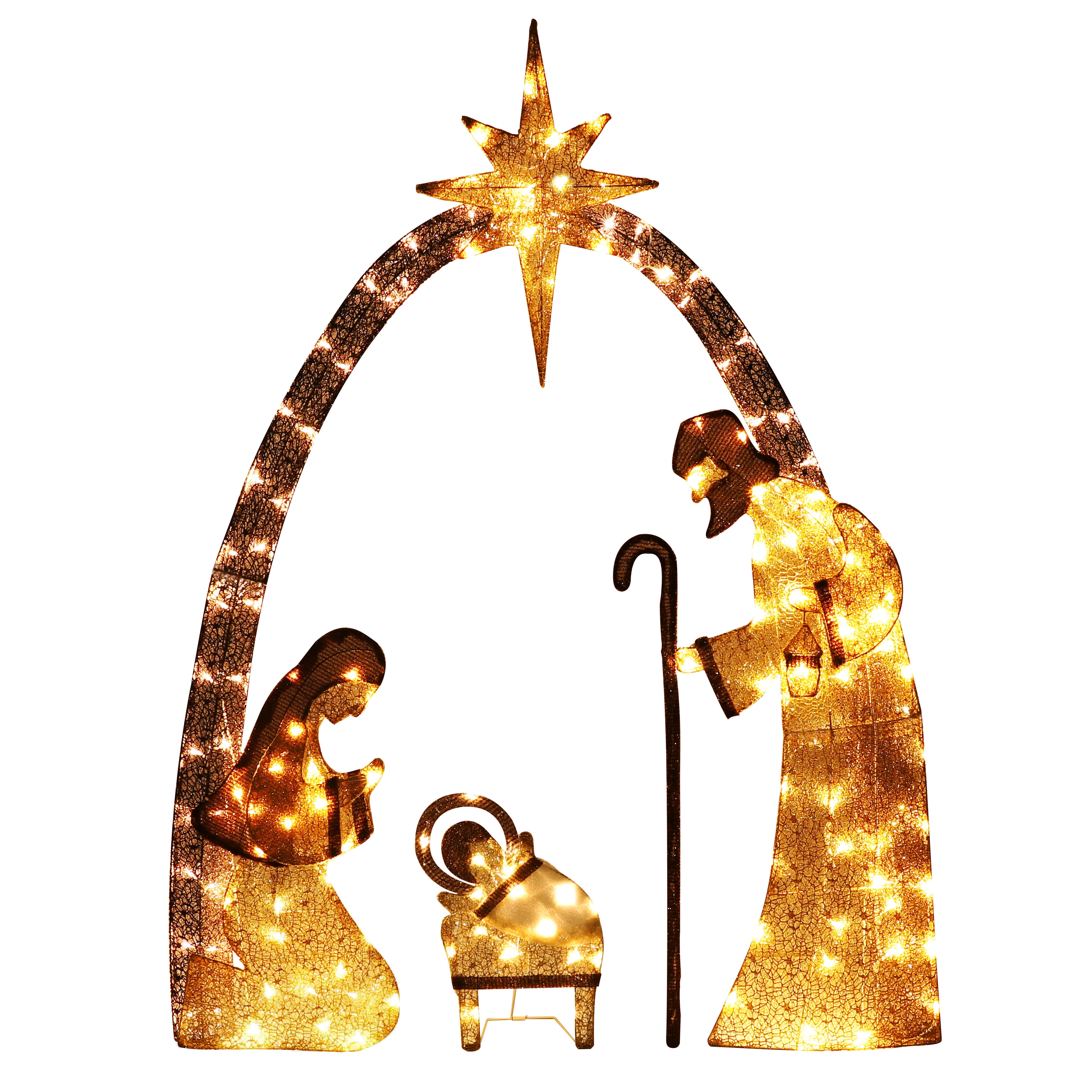 VEIKOUS 5FT Lighted Nativity Scene Outdoor Christmas Decoration Indoor ...