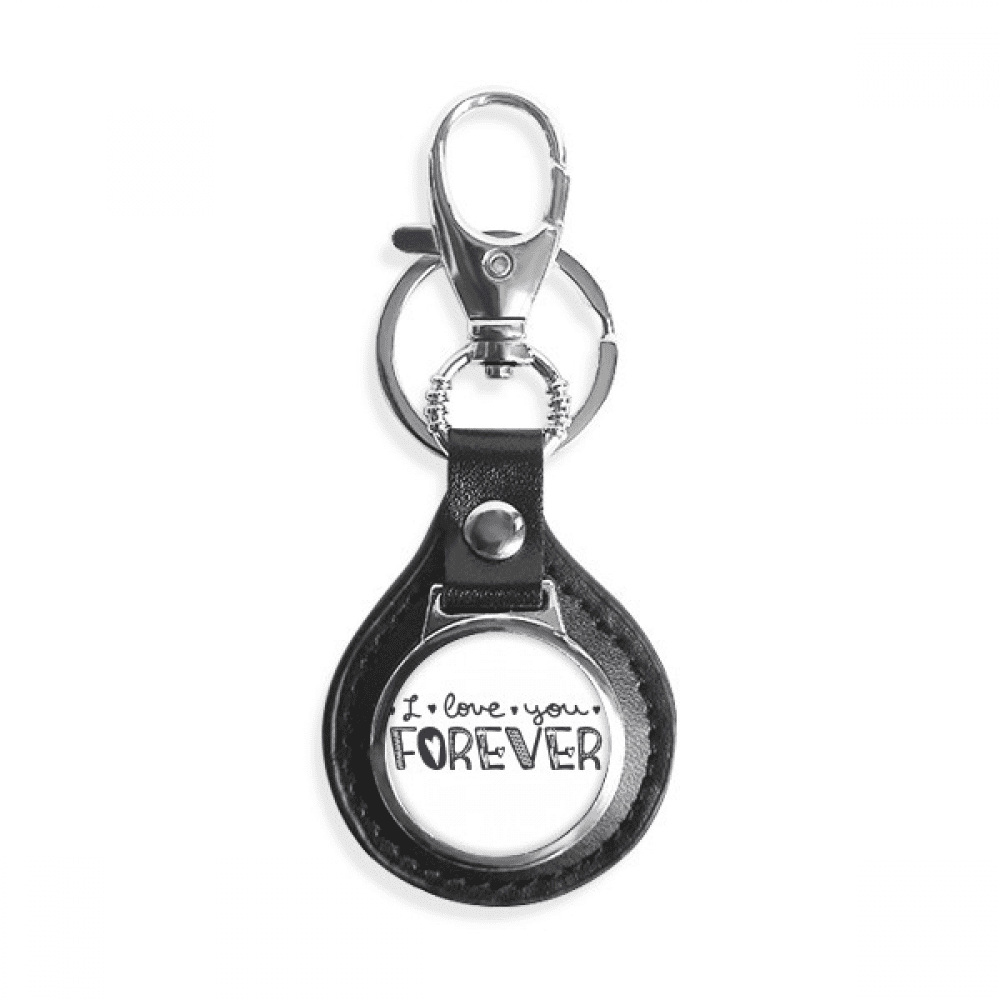 Love You Forever Cute Quote Style Key Chain Ring Keyholder Hook Leather Metal