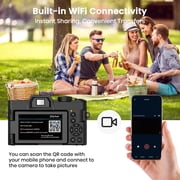 4K Digital Camera for Photography and Video Auto Focus 48MP Vlogging Travel Compact Camera ,180°Flip Screen 16X Zoom with 32GB SD Card & 2 Batteries Macro Lens