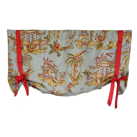RLF Home 3" Rod Pocket High Quality Fabric Yang Tie-Up Valance for Windows 50" x 24" Multi