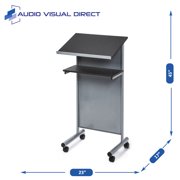 Audio-Visual Direct Lectern (45 H x 17 D x 23 L) Metal & Wood Podium Storage - Silver/Black -