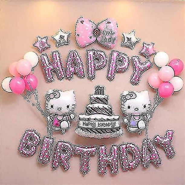 Hello Kitty Happy Birthday Banner divertido conjunto de suministros de fiesta decoración colorida fiesta Deco para niñas y niños pequeños