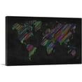 thumbnail image 1 of ARTCANVAS Black Colorful World Map Canvas Art Print - Size: 26" x 18" (0.75" Deep), 1 of 9