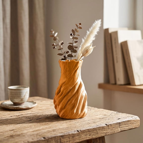 Twisted Tree Stump Vase, Sculptural Tabletop Flower Container With Rustic Wood-Inspired Shape, Decorative Accent for Entryway, Mantel, Dining Table, Living Room & Holiday Display, Floral Display