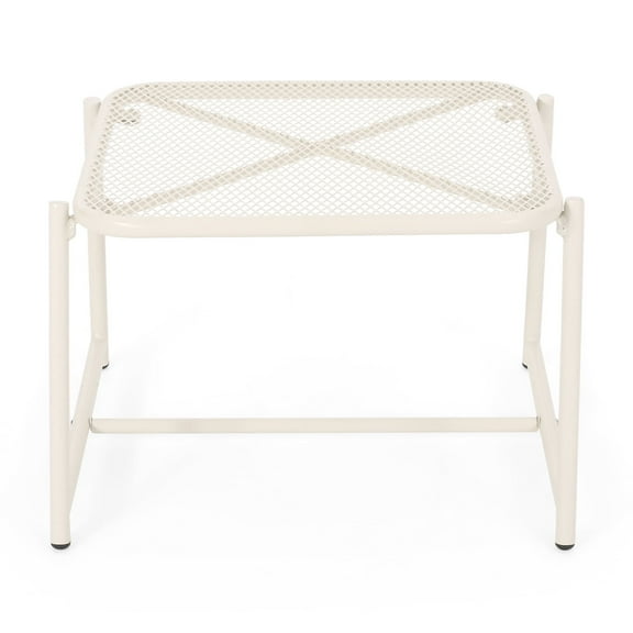 Patio Table, KINCAID 13"H SIDE TABLE, Matte White Outdoor Dining Table,Iron Outdoor Coffee Table, Garden & Outdoor & Patio Furniture Outdoor Tables