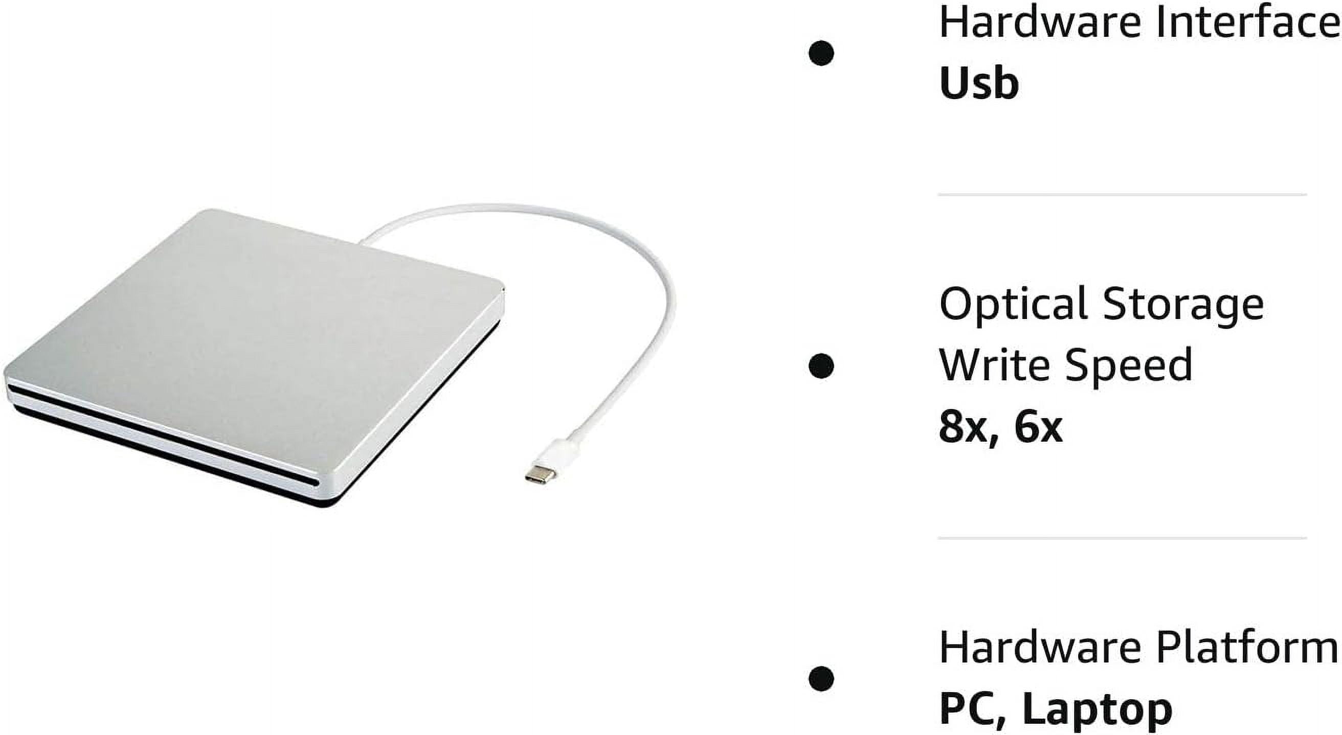 External CD DVD Drive USB C CD DVD Burner/Writer Ultra Slim Portable Slot in CD DVD Reader for MacBook Pro/Air/Mac/Laptop/Windows10 (Silver)