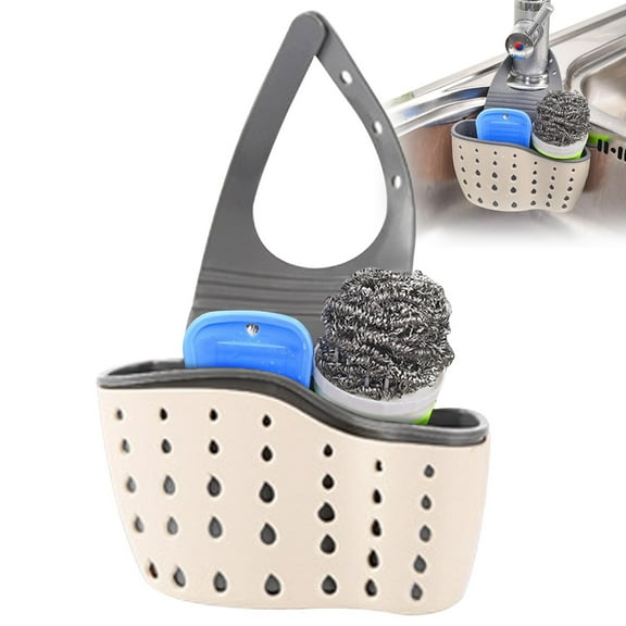 Adjustable Snap On Drain Hanging Bag | Kitchen Storage Rack | Faucet Sponge Drain Hanging Basket | Double Drain Rack Household detergent