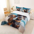 thumbnail image 2 of Homewish Retro Dachshund Dog Queen Comforter Set,Ocean Beach Comforter Sets Queen,Blue,3 Pieces,1 Comforter and 2 Pillowcases, 2 of 7