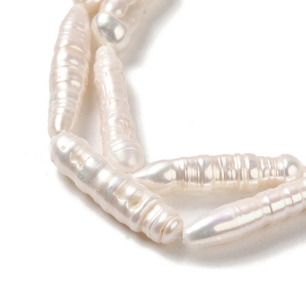 1Strand Natural Baroque Pearl Keshi Pearl Beads Strands Cultured Freshwater Pearl Grade 4A+ Column Old Lace 10~29x4.5~7mm Hole: 0.5mm about 16~18pcs/strand 14.80~15.24''(37.6~38.7cm)