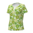 thumbnail image 2 of Goofa Kiwi Lemon Pattern Womens Deep V Neck Low Cut Tops Casual Summer Short Sleeve Ribbed Knit T-Shirts-X-Large, 2 of 5