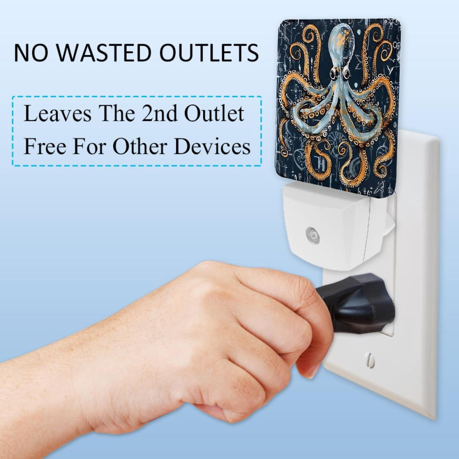 PhooArto Sea Octopus Painting Plug in LED Night Light Auto Sensor Dusk to Dawn Decorative Night for Bedroom, Bathroom, Kitchen, Hallway, Stairs, Baby's Room, Energy Saving