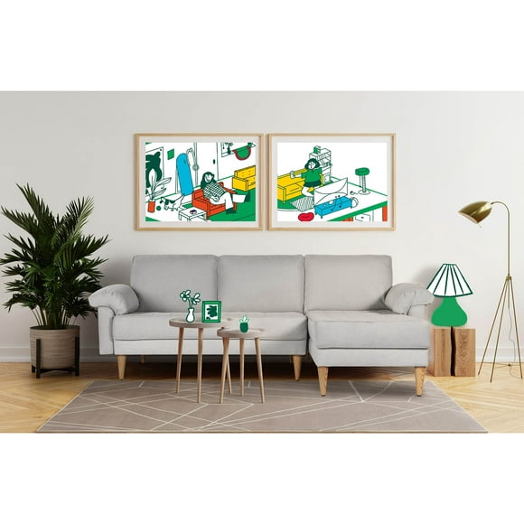 Sala Modular Reversible Makora Cavalli Con Memory Foam, Color Gris Claro, Lino Respaldo Reclinable De 3 posiciones.