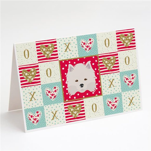 Carolines Treasures CK5181GCA7P American Eskimo Love Cartes de Vœux & Enveloppes - Lot de 8