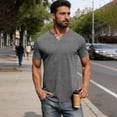 thumbnail image 6 of Qwertyu Mens Henley Lightweight Shirts Short Sleeve Casual Cotton Button T-Shirts Summer Basic Tee Gray S, 6 of 6