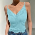 thumbnail image 2 of MYAOYINo Boundaries Womens Lace Trim Cami Ribbed Spaghetti Strap V-Neck Tank Top, 2 of 6
