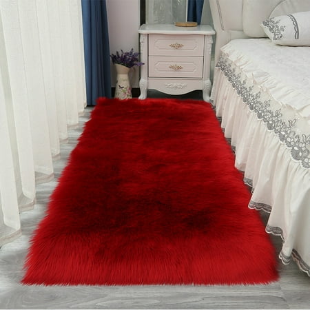 

Namzi Solid Color Plush Table Runner Faux Sheepskin Decorative Shaggy Dresser Scarf Not-Slip Desk Pad Luxury False Fur Dresser Tablecloth-red 40x40cm(15.75x15.75inch))