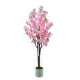 thumbnail image 4 of Yeshouse Árbol de cerezo artificial de 150 cm, planta de interior en maceta blanca, árbol de cerezo artificial rosa, planta de interior para fiestas en el hogar, 4 of 9