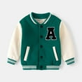 thumbnail image 2 of CAICJ98 Kids Boys Baseball Jacket Toddler Varsity Fleece Letterman Coat Vintage Bomber Casual Button Outerwear with Pockets Kids Varsity Jackets Boys (Green,18-24 Months), 2 of 5