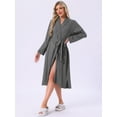 thumbnail image 2 of DARING DIVA Long Sleeve V-neck Kimono Midi Loungewear Bathrobe L Dark Gray, 2 of 6