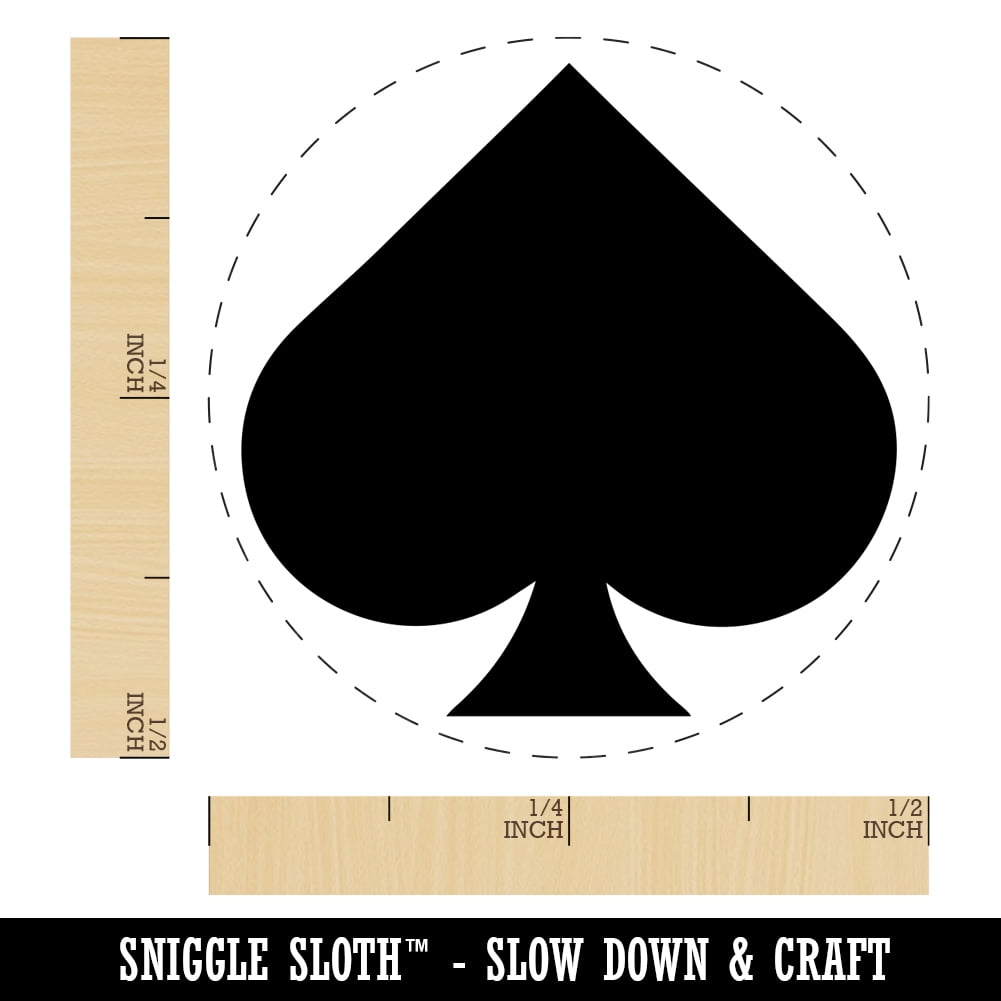 Card Suit Spades Self-Inking Rubber Stamp Ink Stamper - Brown Ink - Mini 1/2 Inch