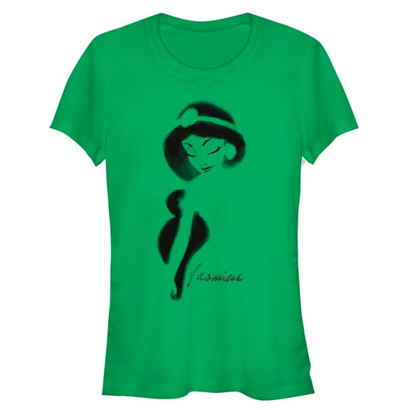 Junior's Aladdin Jasmine Graffiti Print Graphic Tee Kelly Green 2X Large