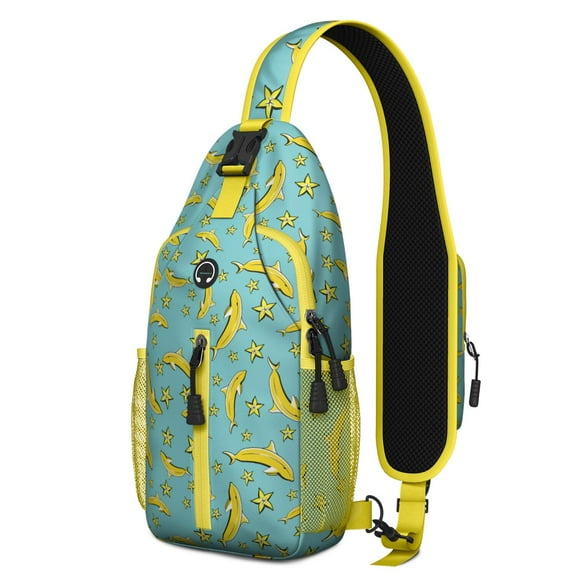 Crossbody Sling Backpack for Women Men Dolphin Yellow Banana Shoulder Sling Crossbody Casual Chest Bag for Travel Sports Running Hiking