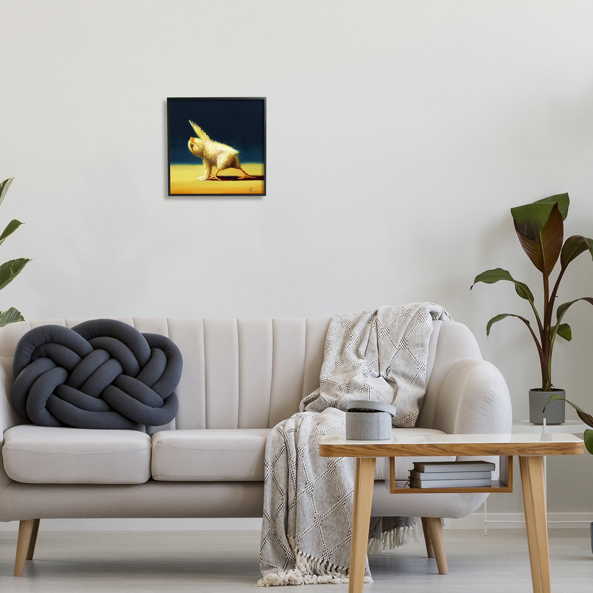 Stupell Industries Detailed Stretching Yoga Chick Bird Painting Framed Wall Art, 12 x 12, Design by Lucia Heffernan