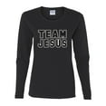 thumbnail image 2 of Wild Bobby Varsity Team Jesus Inspirational/Christian Women Graphic Long Sleeve Tee, Black, Small, 2 of 5