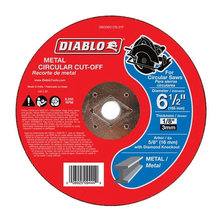 Diablo 6-1/2 in. Dia. x 5/8 in. Aluminum Oxide Metal Circular Cut-Off Disc 1 pk