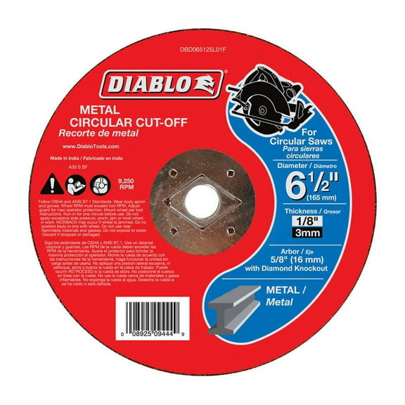 Diablo 6-1/2 in. Dia. x 5/8 in. Aluminum Oxide Metal Circular Cut-Off Disc 1 pk
