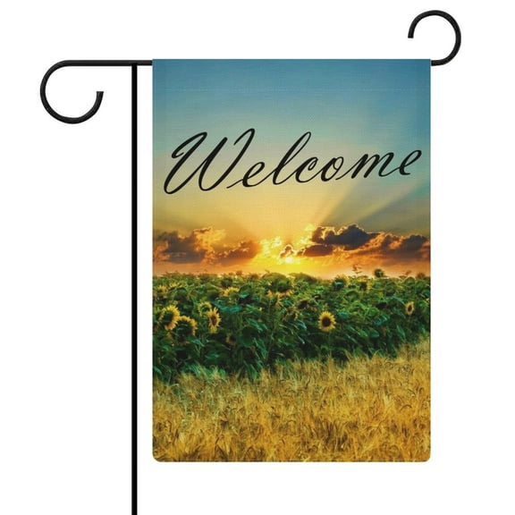 Sunflowers Welcome Double Sided Premium Garden Flag, Decorative Flax Garden Flags Yard House Outdoor