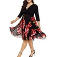 thumbnail image 3 of LilyLLL Plus Size Womens Floral Sundress Casual Half Sleeve V Neck Swing Dress, 3 of 3