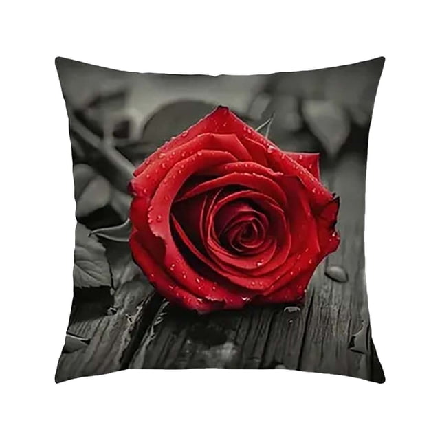 Specollect 3 Pcs Black Rose Velvet Pillow Cover, Elegant Floral Sofa Cushion & Car Pillowcase, Soft Home Decor with Zipper 45*45cm
